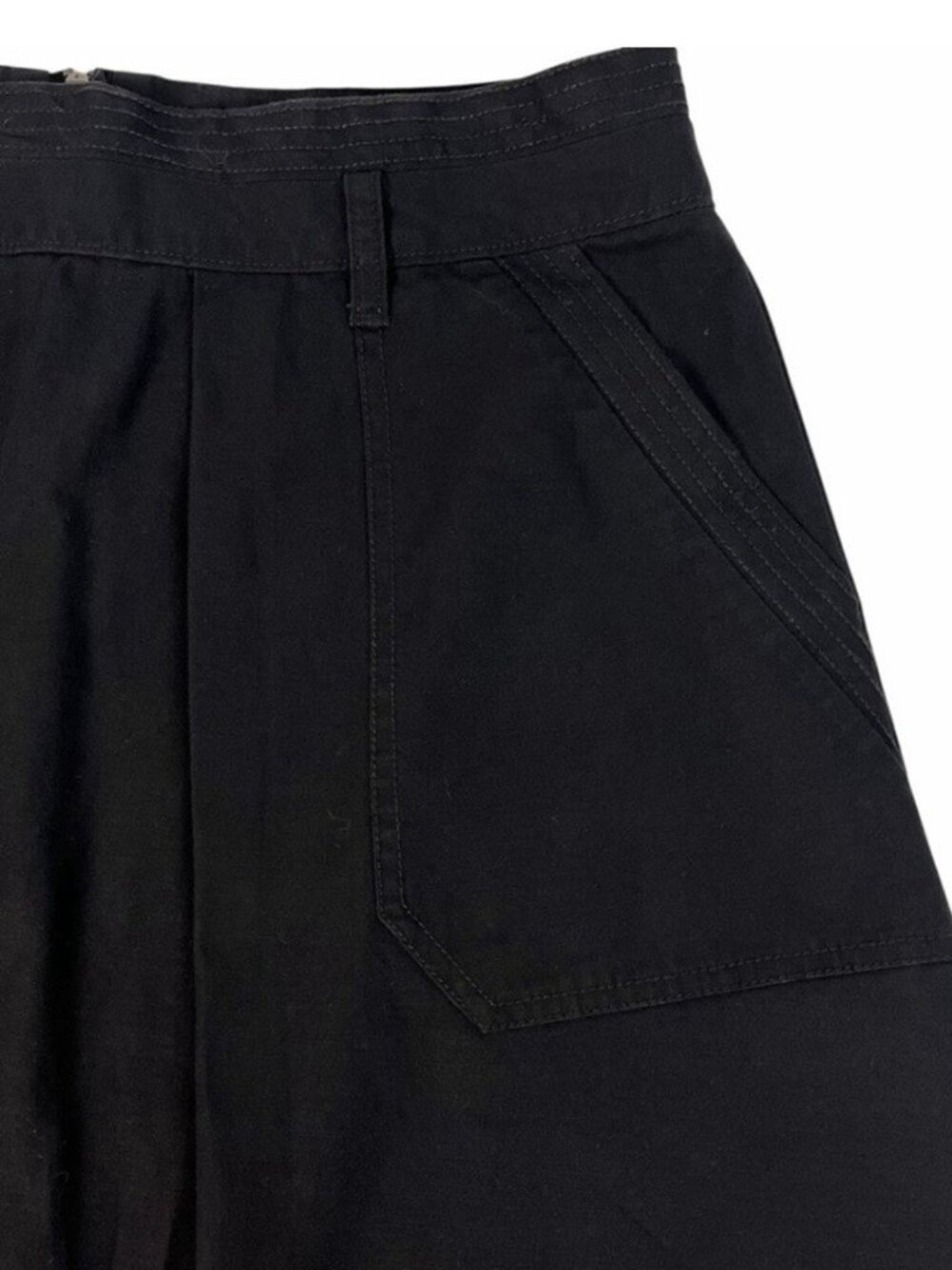 Gap Skirt Pleated A-Line Black Cotton Midi Academia Pockets Belt Loops Size 14 - Picture 2 of 8